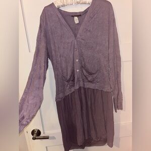 Surrealist‎ Women’s Cardigan/dress Size 4- Dusty Lavender Boho, crinkle, layered